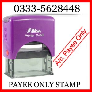 Payee Only Rubber Stamp for bank cheque security and account protection